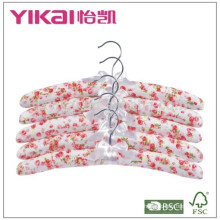 Cheap set of 5pcs cotton padded clothes hanger with rose painting